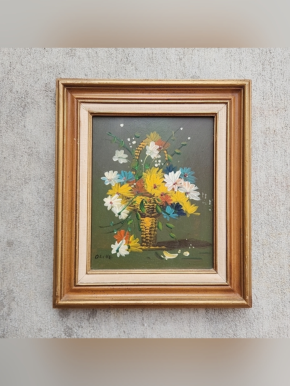 Vintage Oil Painting Wildflowers Vasel Art 12×14 Signed by Artist Framed